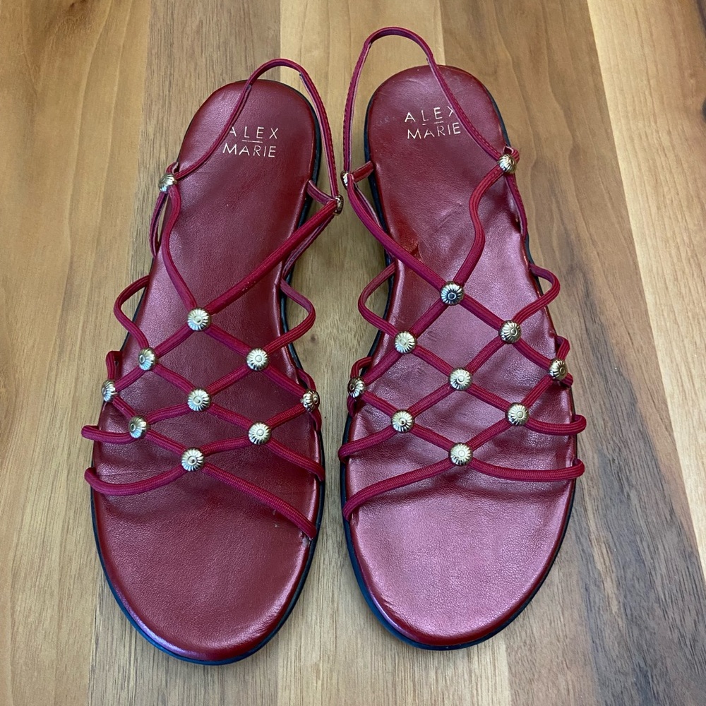 🌟 Alex Marie Red & Gold Stretch strap sandals 🌟